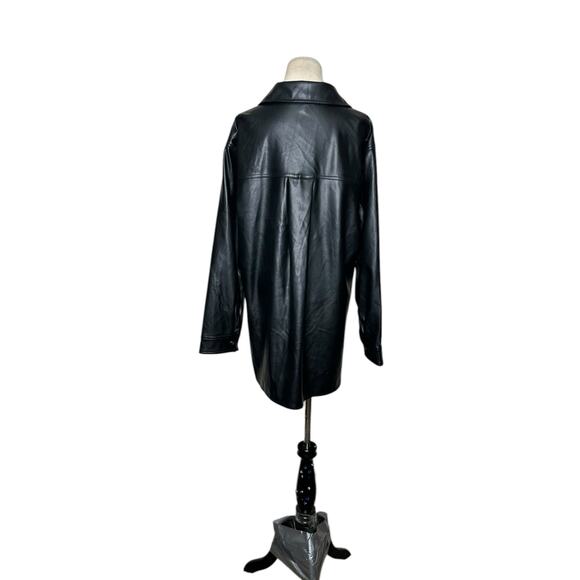 Laundry faux leather long sleeves buttoned shacket size large - Picture 2 of 10